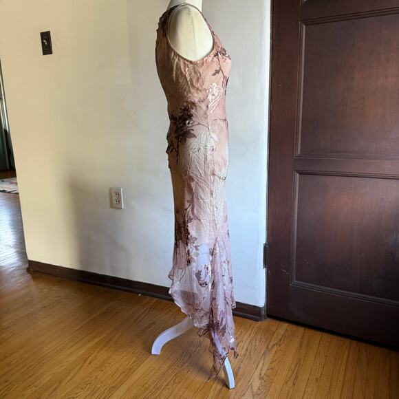 ALEXIA ADMOR | Y2K Style Burnout Silk Asymmetrical hem Mermaid Midi Dress Small - Picture 5 of 7